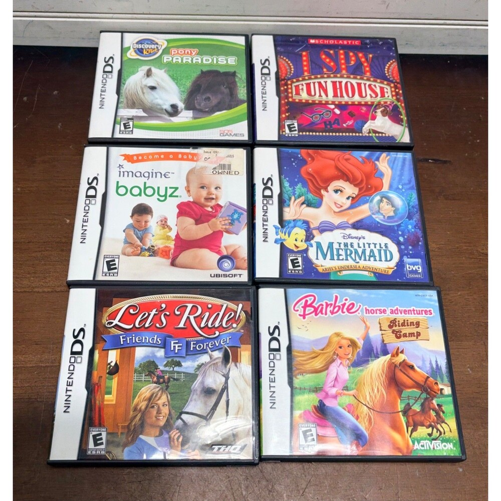 Nintendo DS Girls Bundle Lot of 6 little mermaid I spy funhouse Barbie (lot b)